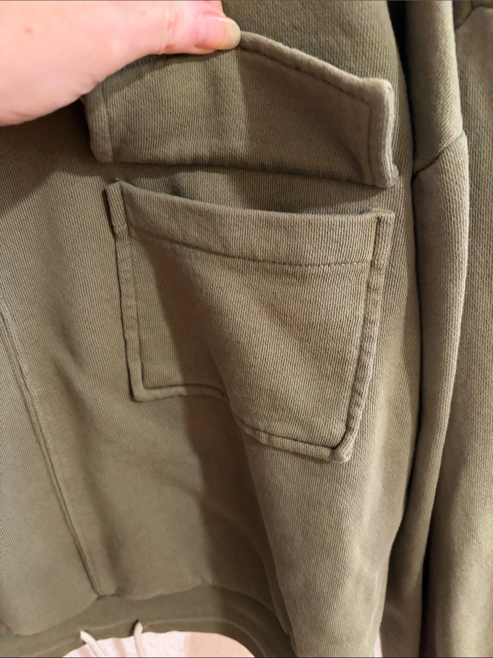 J. Crew Olive Green Men's Crewneck Sweatshirt with Pocket